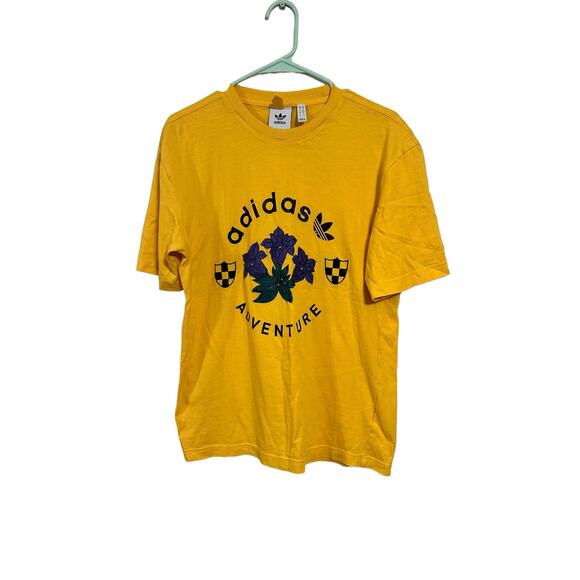 Adidas Adventures Yellow Men's T-shirt size Small 100% Cotton - Picture 1 of 7